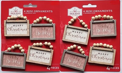 HOLIDAY Time Set Mini Ornaments 'Holzrahmen & Perlenkette' 8 Teile USA
