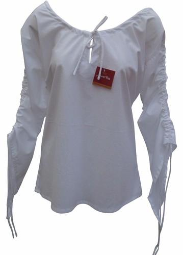COTTON MEDIEVAL GOTHIC LARP COSPLAY PIRATE WENCH BLOUSE POINTED SLEEVE ONE SIZE - Picture 5 of 7