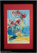 Beautiful Impressionist Red Floral Still Life Signed M Richardson, Framed