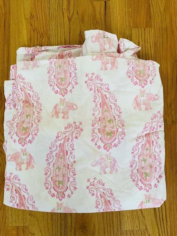 Pottery Barn Kids Elyse Elephant Paisley Pink Queen Duvet Cover