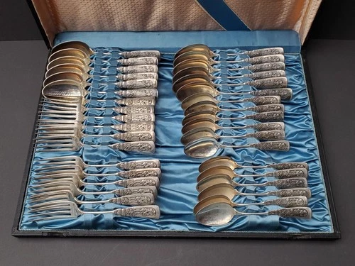 Antique C19th Gorham Sterling Fontainebleu Set 36 Pieces H Z Rhoads & Bro 1370g