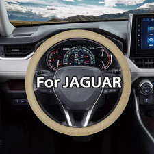 Beige Steering Wheel Cover 14.5-15 Genuine Nappa Leather Look For Jaguar Beige Steering Wheel Cover 14.5-15 Genuine Nappa Leather Look For Jaguar