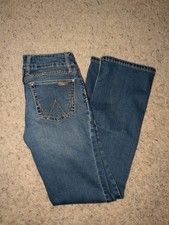 Wrangler Womens Bootcut Jeans Blue Denim Western Stitching Mid Rise 5/6X32