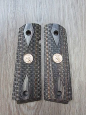 Colt 1911 Grips Altamont Silverblack Double Diamond Checkered Gold Medallion NOS
