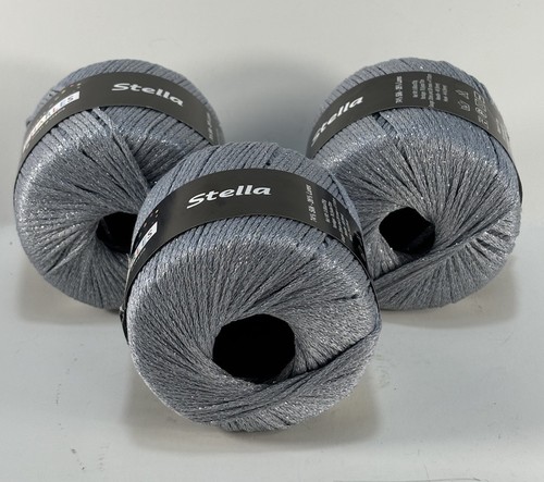 Tahki S.Charles Stella Lot of 3 #1 Silver Metallic Yarn Shimmery 84 Yard Each - Picture 3 of 6