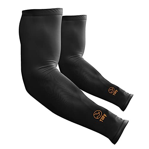TUFF Compression Cooling Arm Sleeves - Black 1 Pair (With Bonus Neck Gaiter)