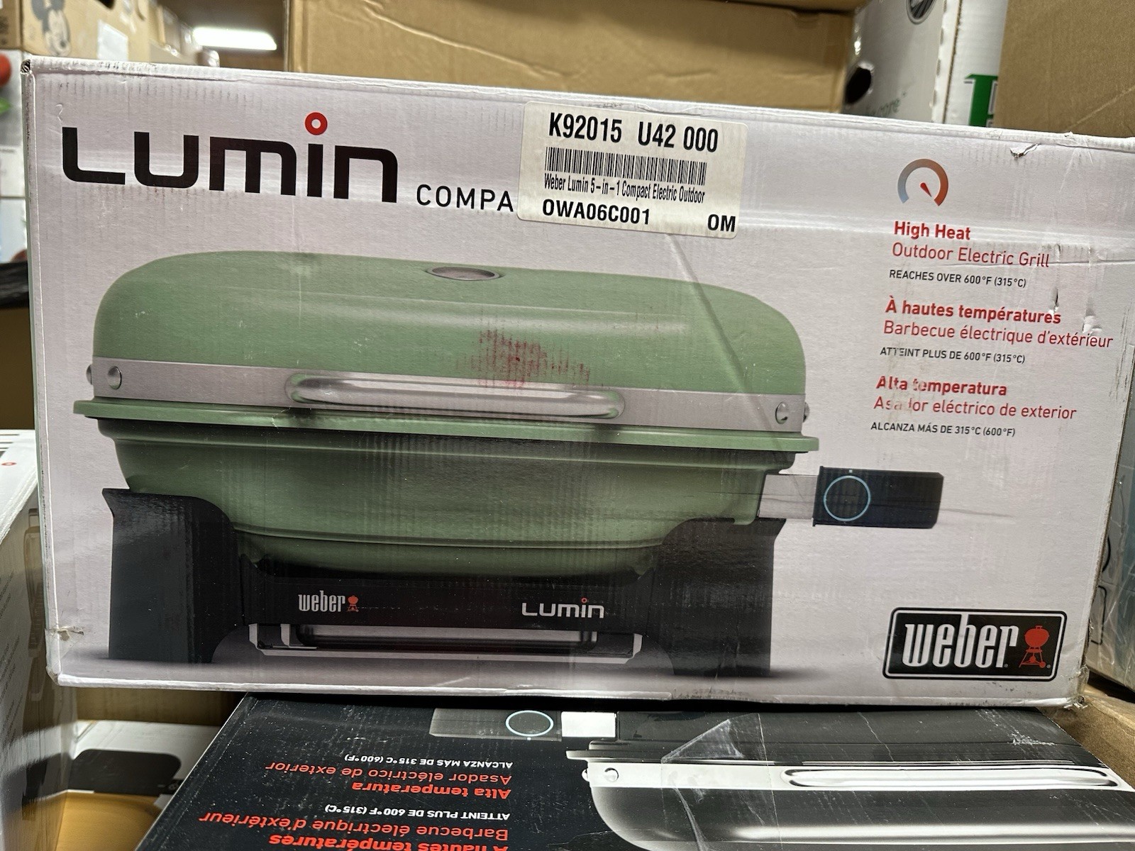 Weber Lumin 5-in-1 Compact Electric Outdoor Grill-Green-NEW-