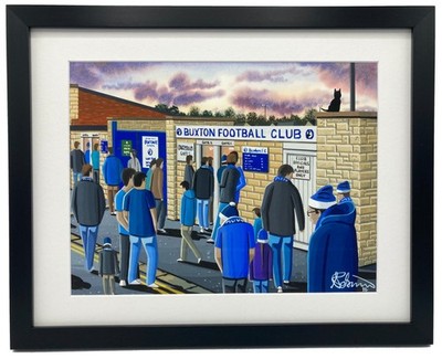 Buxton, The Silverlands. Framed Football Club FC Wall Art Print 14'' x 11'' Frame