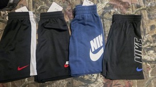 Nike Boys 2T Athletic Shorts Lot of 4 Black/Blue Logo Elastic Waist Drawstring