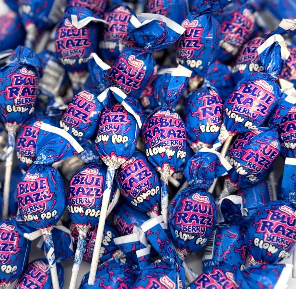 Blow Pop Blue Raspberry Bubble Gum Filled Lollipop Bulk Wrapped