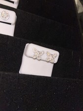 Crystal Butterfly Stud Earrings Silver White Fashion Jewelry