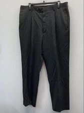 Vintage 90s Men's Black Pinstripe High Rise Pleated Dress Pants Trousers 36x28