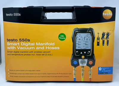 Testo 550s Smart Digital Manifold W/Vacuum + Hoses NEW FREE SHIPPING 