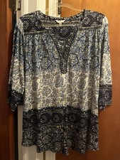 Pretty LUCKY BRAND Sz 1X Blue Multicolor Long Sleeve Tee