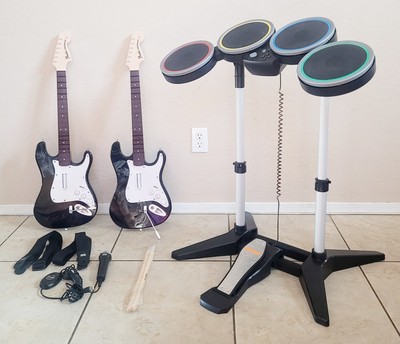 PS4 PS5 Rock Band 4 Bundle with 2 Guitars Playstation 4 5 DRUM Set Kit Mic Hero