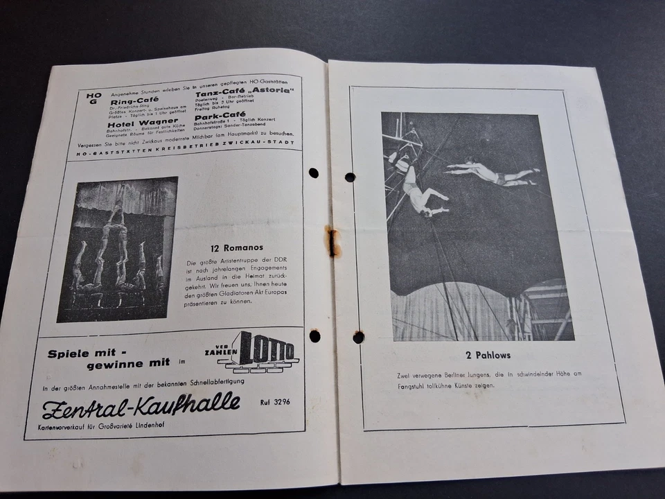 1959 märz ZWICKAU DDR programm VARIETÉ LINDENHOF zirkus circus acts - Bild 2 von 4