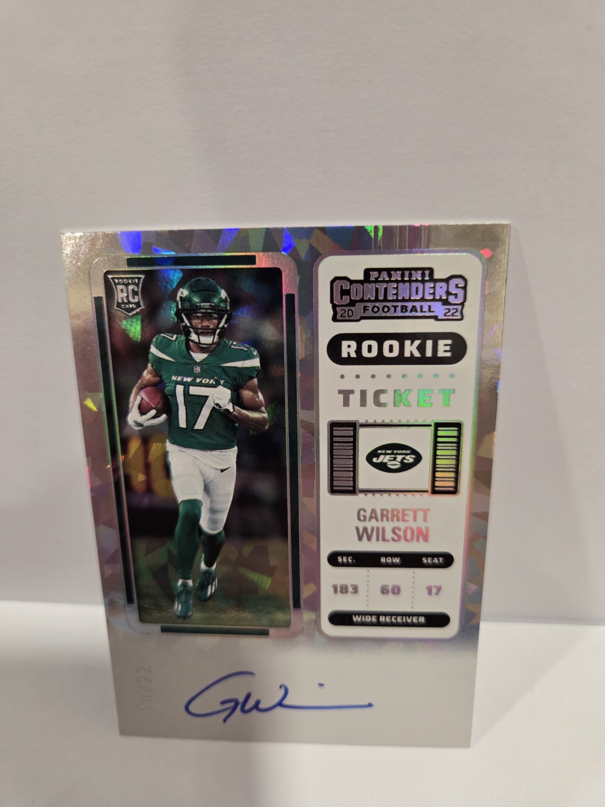 2022 Contenders Garrett Wilson Cracked Ice Auto Rookie Ticket 10/22 #117