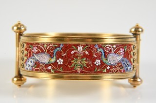 R15B01 Gold 750 18kt Armreif mit Mikromosaik Italien um 1870
