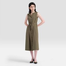 Women's Lapel Belted Midi Dress - A