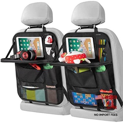 Car Backseat Organizer with Touch Screen 2 Pack with Food Tray Midnight Raven