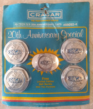 Vtg Cragar Ss 20th Anniversary Center Caps And Belt Buckle Sealed Package