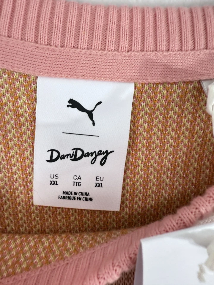 Nuevo Suéter Puma Dani Dazey XXL Mujer Rosa Floral Manga Larga Intarsia Tejido Top Foto 3 de 4