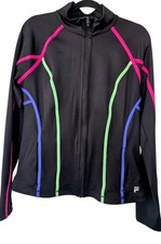 Fila Sport Womens Black/Color Seams Long Sleeve Full-Zip Track Jacket Size L
