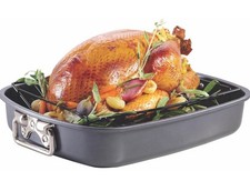 CHEFMADE Turkey Roasting Pan with V Rack, 17 Inch Deep Roasting Pan Non Stick!