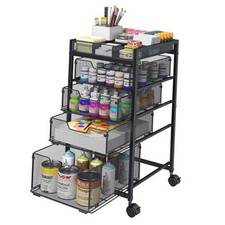 Rolling Utility Cart with 4 Drawers, Craft Organizer and Storage Carts Black