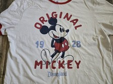 Walt Disney World Shirt Adult Large Beige Mickey Mouse Original 1928 Ringer Exc