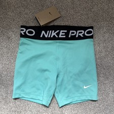 NEW Nike Girls Pro Shorts Kids Large Green Frost White Training Biker Cheer NWT