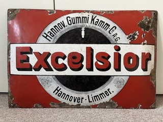 Excelsior Hannover Gummi Email Schild Vor 1920 Original
