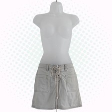 Vintage Y2K American Eagle Khaki Low Rise Lace Up Cargo Mini Skirt Size 0
