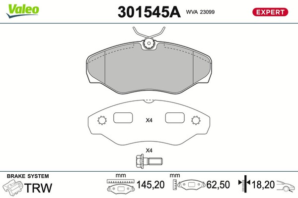Bremsbelagsatz Scheibenbremse Expert Valeo 301545A FüR Opel Vivaro X83 Bus A07 2-image