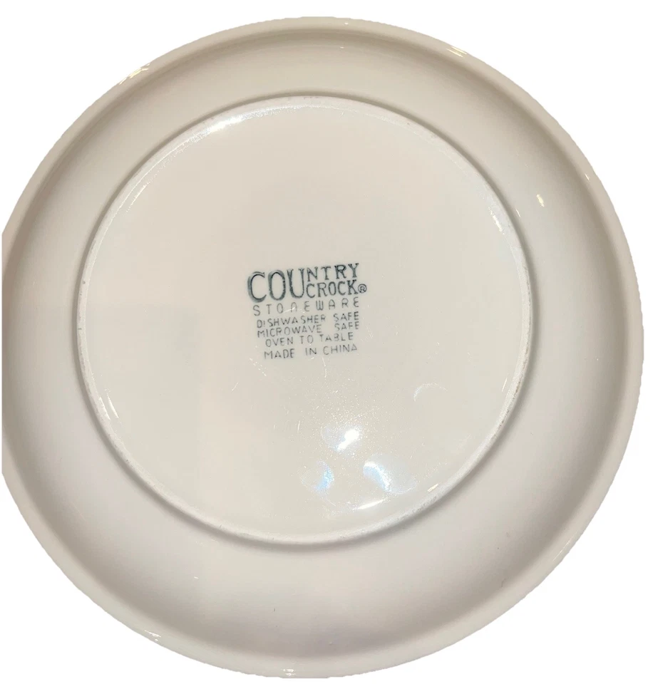 Губчатая синяя керамическая тарелка Country Crock Tienshan 10,75 дюйма из фарфора винтаж - 2 тарелки - Изображение 2 из 4