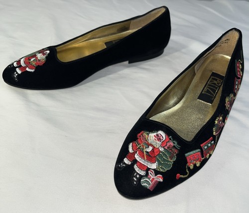 Pritzi decolte vintage slip on Babbo Natale in velluto nero misura 8m - Foto 3 di 14