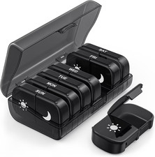 Extra Large Weekly Pill Organizer 2 Times a Day, One-Side Open Pill Box 7 Day fo