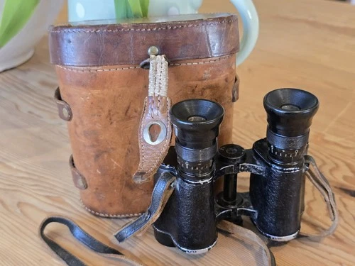 Early WW1 Military SPJP Societe Parisienne Jumelles Prismes 7x Binoculars & Case
