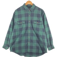 Used FIELD and STREAM buffalo check long-sleeved flannel shirt men's size XL