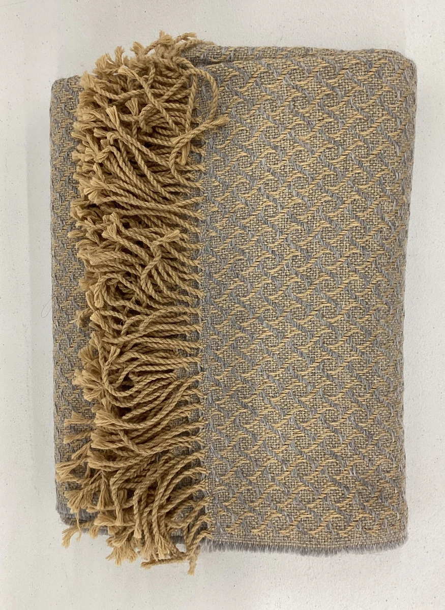 (NEW) Superb Quality Handmade, jacquard-woven 100 % baby Alpaca Throw, 54" x 72"