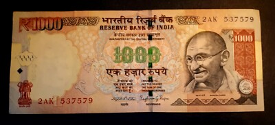 India 1 000 Rupees Gandhi Oil Rig Indian Currency Money Bank Note Ebay