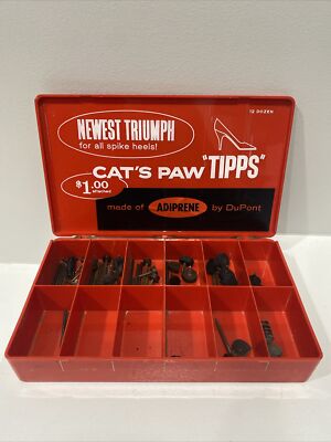 キャッツポウヒールBOX Vintage Cats Paw Heel Tip Storage Box W/ Parts | eBay