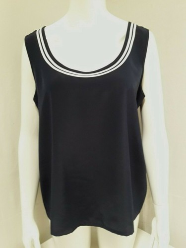 DEBARDEUR CARACO TOP MARIE CLEMENCE bleu marine T42 Navy blue tank top size L - Imagen 5 de 10