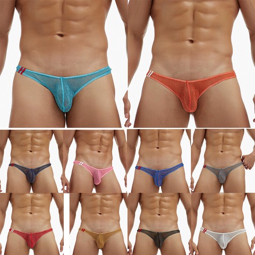 Men's See-Through Jockstrap Bulge Pouch G-String Thong Briefs Underwear Low Rise