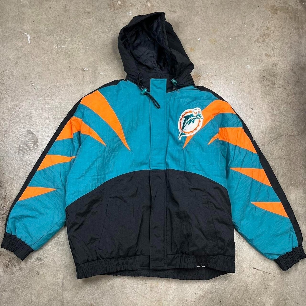 Vintage 90s NFL Miami Dolphins Apex One Proline Shark tooth jacket