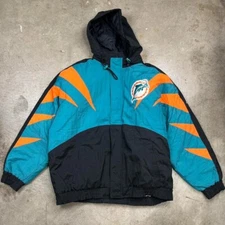 Vintage 90s NFL Miami Dolphins Apex One Proline Shark tooth jacket Mens XL