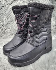 Totes Girls Quilty Waterproof Snow Boots Cold Weather Black Size 5M US