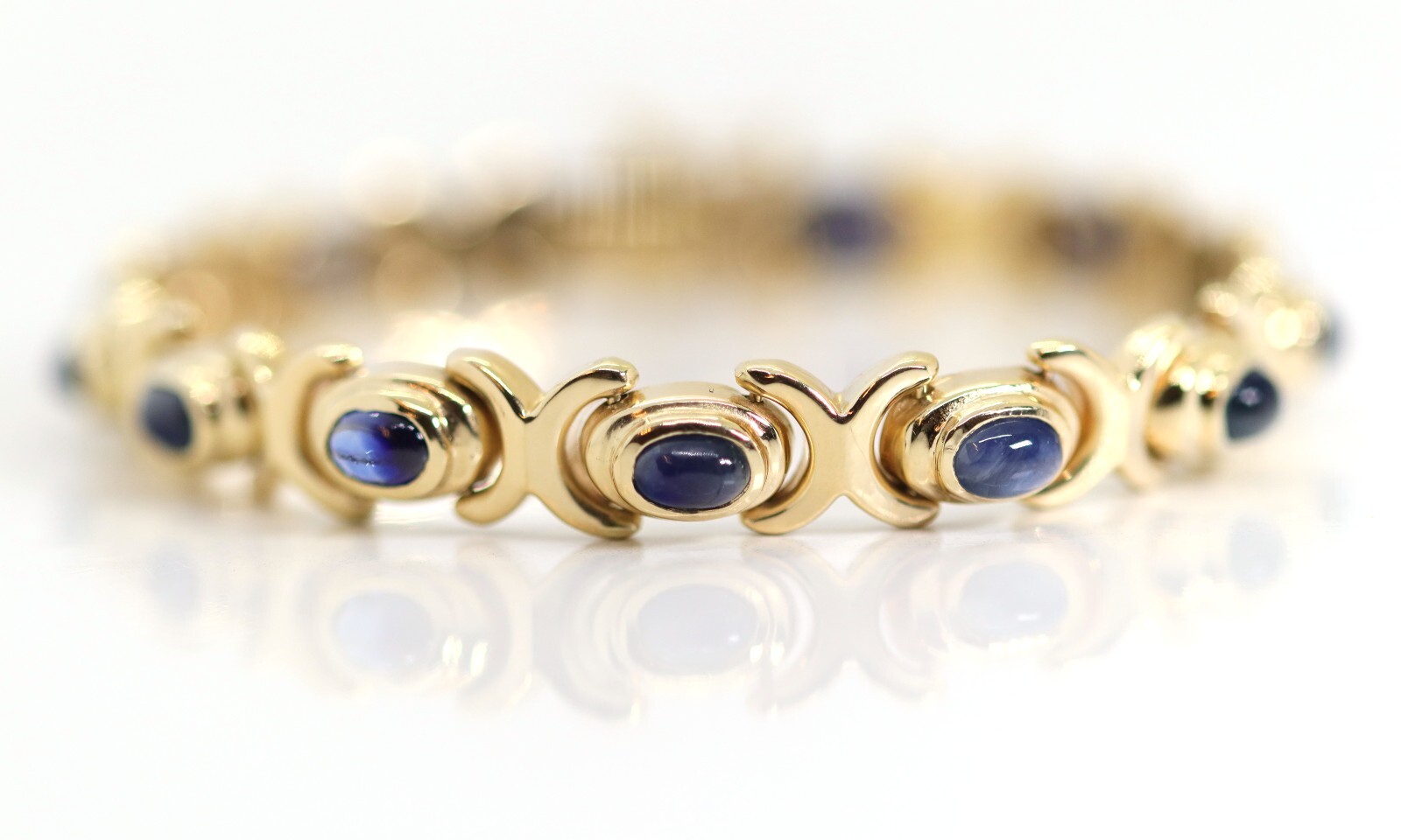 Italian 14kt Yellow Gold Sapphire Cabochon Women's Jewelry Set – 7 11/16in – 13 Pieces – 585