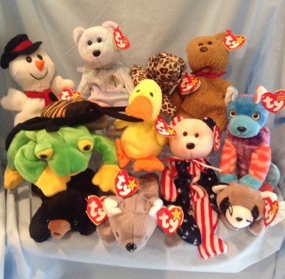 Ty Beanie Babies Lot of 12 Animals 1993 to 2002 All Retired 3+ Boys Girls $59.99