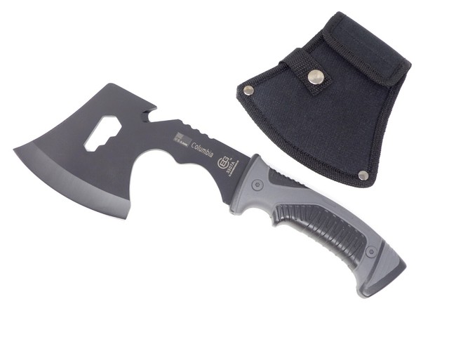 Axt Beil Multi Tool grau 28cm Edelstahl mit Nylonscheide Outdoor Camping Axt Beil Multi Tool grau 28cm Edelstahl mit Nylonscheide Outdoor Camping